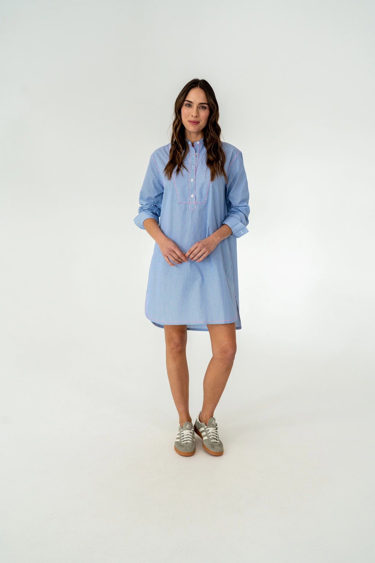 Duke Bib Shirt Dress Blue
