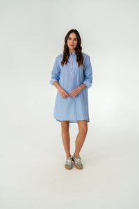 Duke Bib Shirt Dress Blue