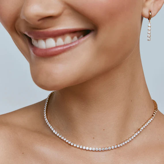 Crystal tennis necklace discount