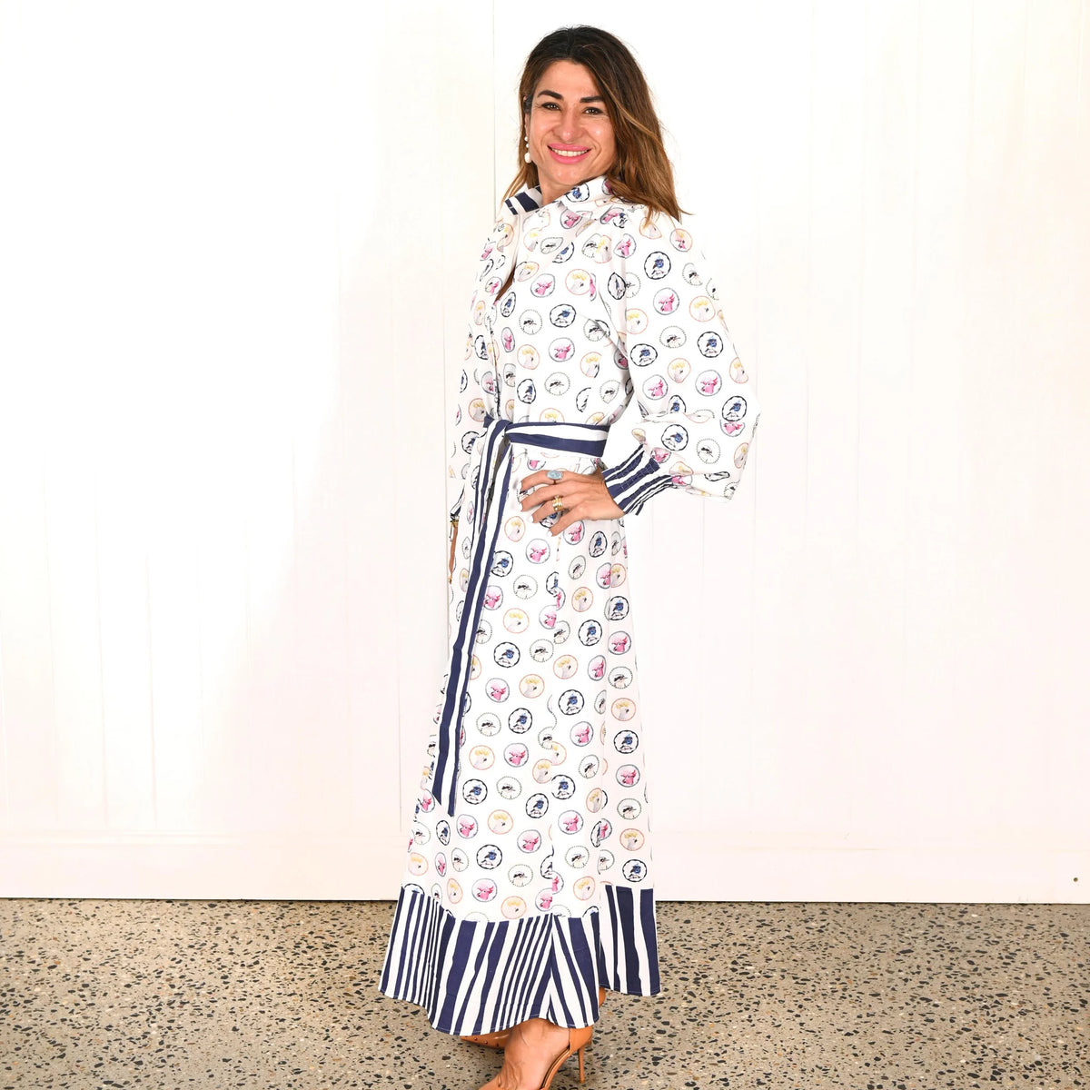 Sydney Belted Maxi Dress in Birds of a Feather Print