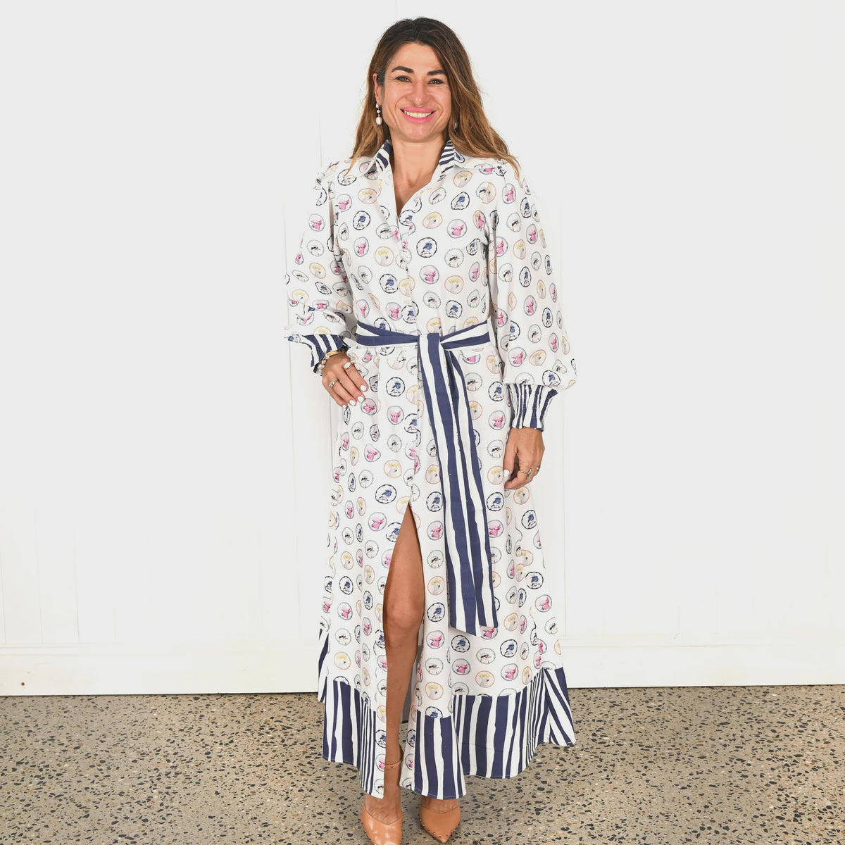 Sydney Belted Maxi Dress in Birds of a Feather Print