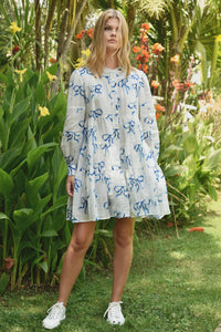 Tier-ific Dress - White and Blue