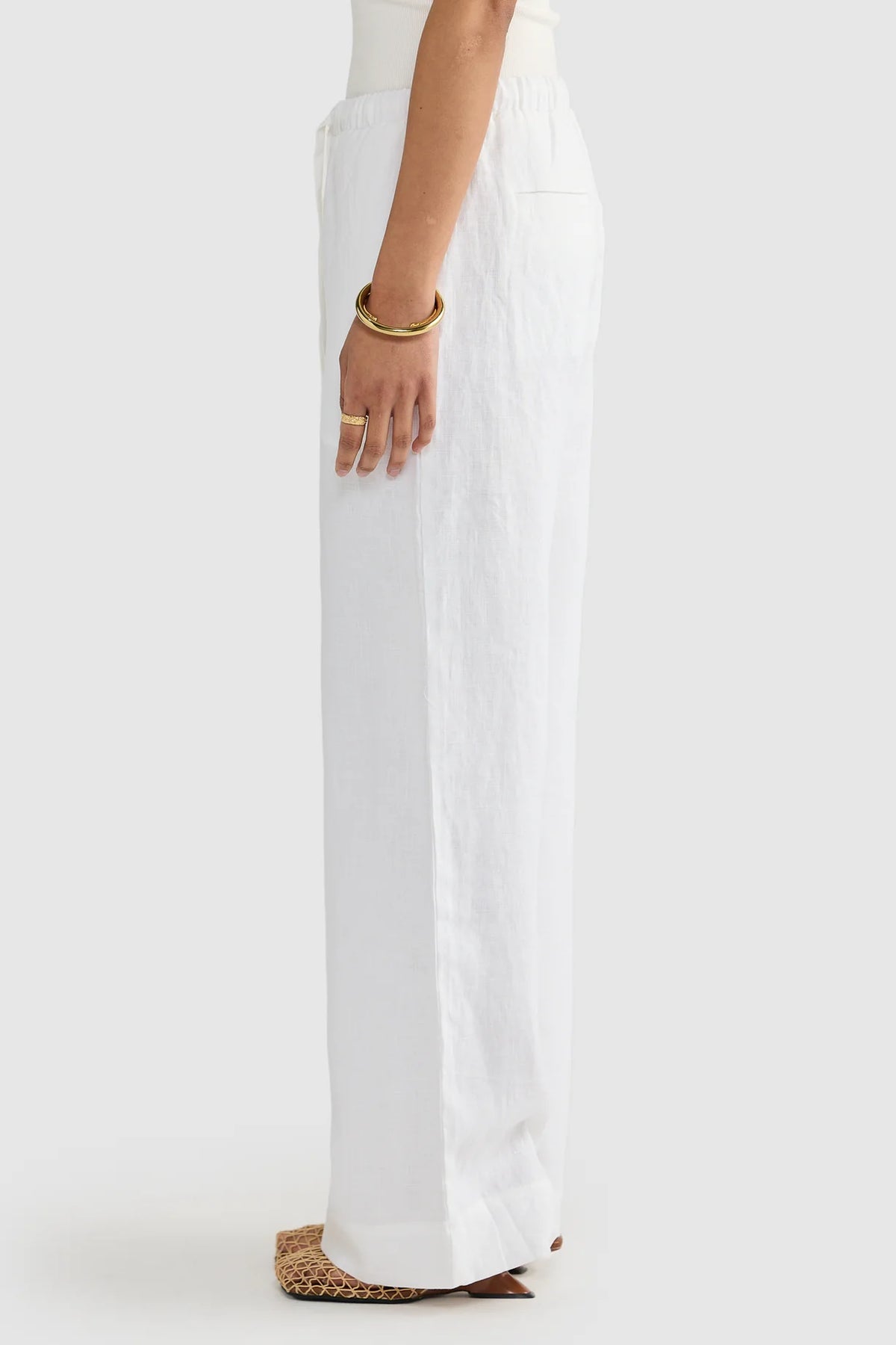 Luna Linen Pants-White