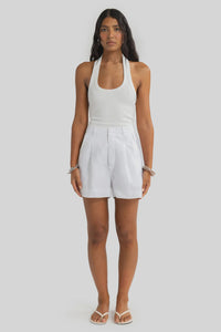 Savannah Linen Shorts-White