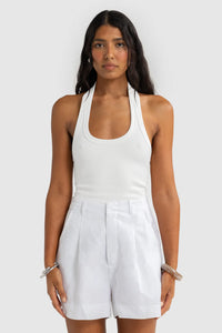 Savannah Linen Shorts-White