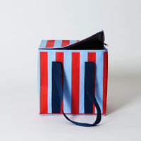 Red & Blue Stripe Medium Insulated Tote