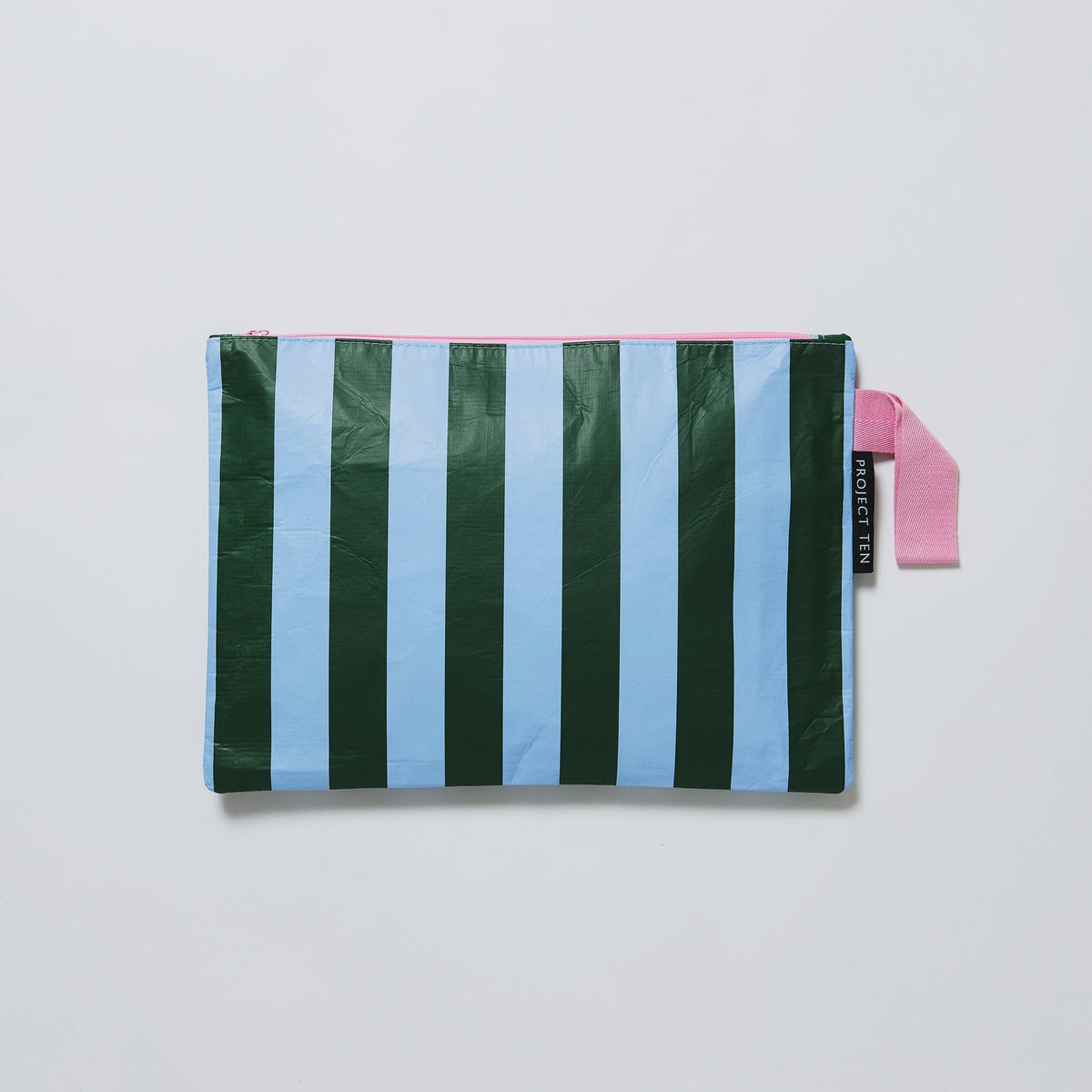 Green & Blue Stripe Zip Pouch