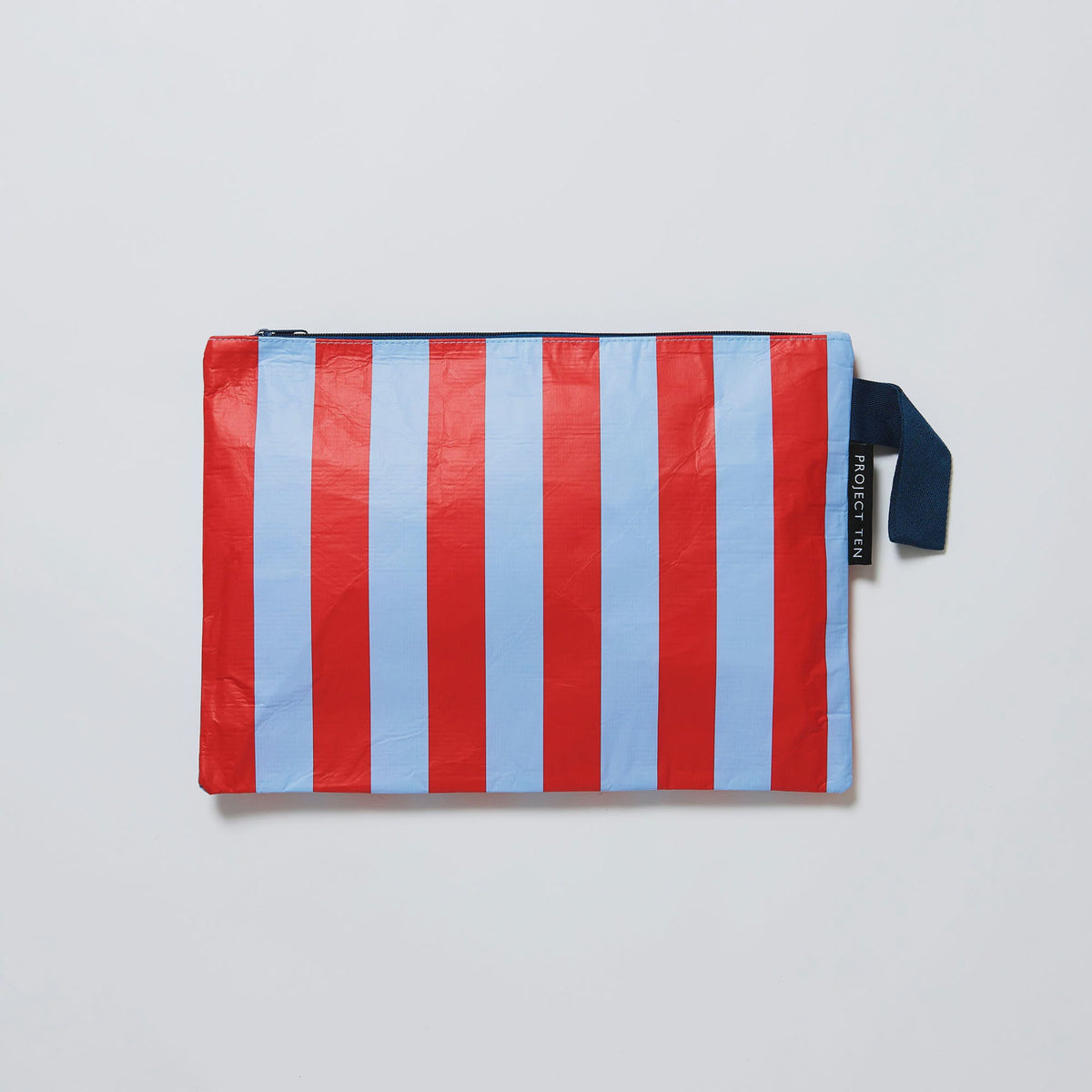 Red & Blue Stripe Zip Pouch