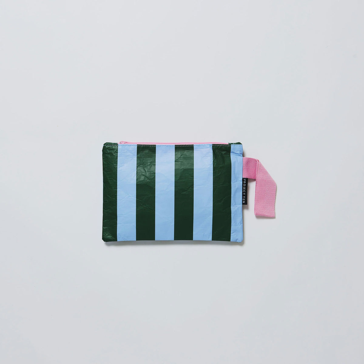Green & Blue Stripe Mini Zip Pouch