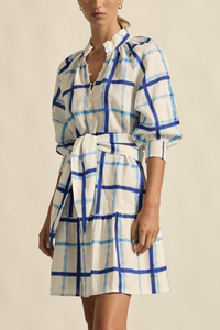 Elated Dress - Azure Check