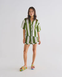 Moss Stripe Satin Pyjamas