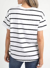 Halli Short Sleeve Tee - White Navy Stripe