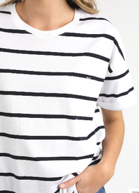 Halli Short Sleeve Tee - White Navy Stripe