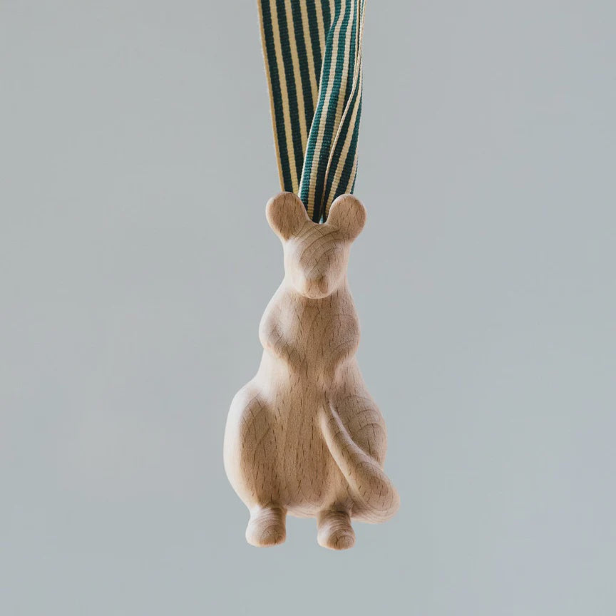 Beech Wood Kangaroo with Ribbon