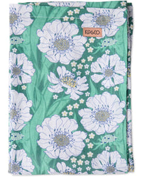 Tumbling Flowers Green Linen Tablecloth / Large Rectangular