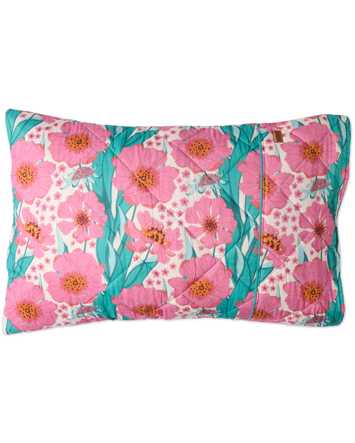 Tumbling Flowers Pink Organic Cotton Quilted Pillowcaes Std Set /2p
