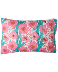 Tumbling Flowers Pink Organic Cotton Quilted Pillowcaes Std Set /2p