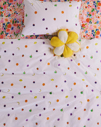Fruit Salad Embroidered Cotton Quilt Cover / KS/Double