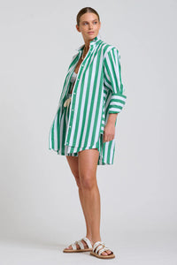 The Andrea Shirt- Green Wide Stripe
