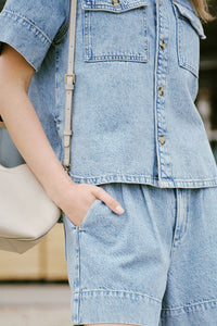 Short Sleeve Boxy Denim Shirt