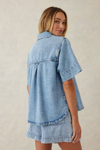 Short Sleeve Boxy Denim Shirt