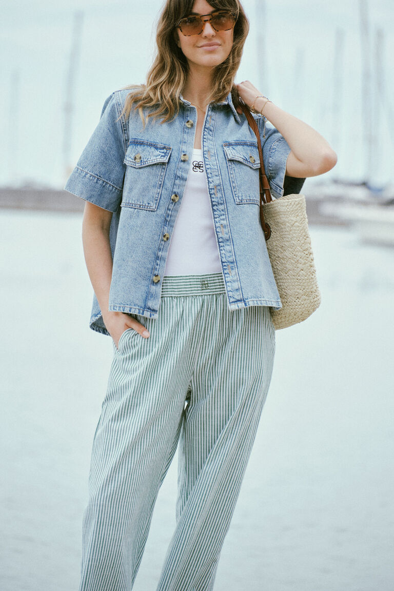 Short Sleeve Boxy Denim Shirt