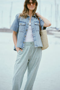 Short Sleeve Boxy Denim Shirt