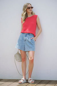 Margot Mesh Knit Tank / Heritage Red