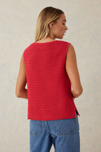 Margot Mesh Knit Tank / Heritage Red