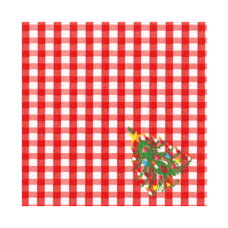 Christmas Tree Gingham Lunch Napkins