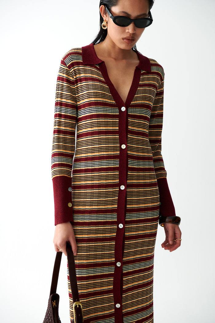 Odessa Knit Dress - Bordeaux Stripe
