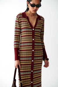 Odessa Knit Dress - Bordeaux Stripe