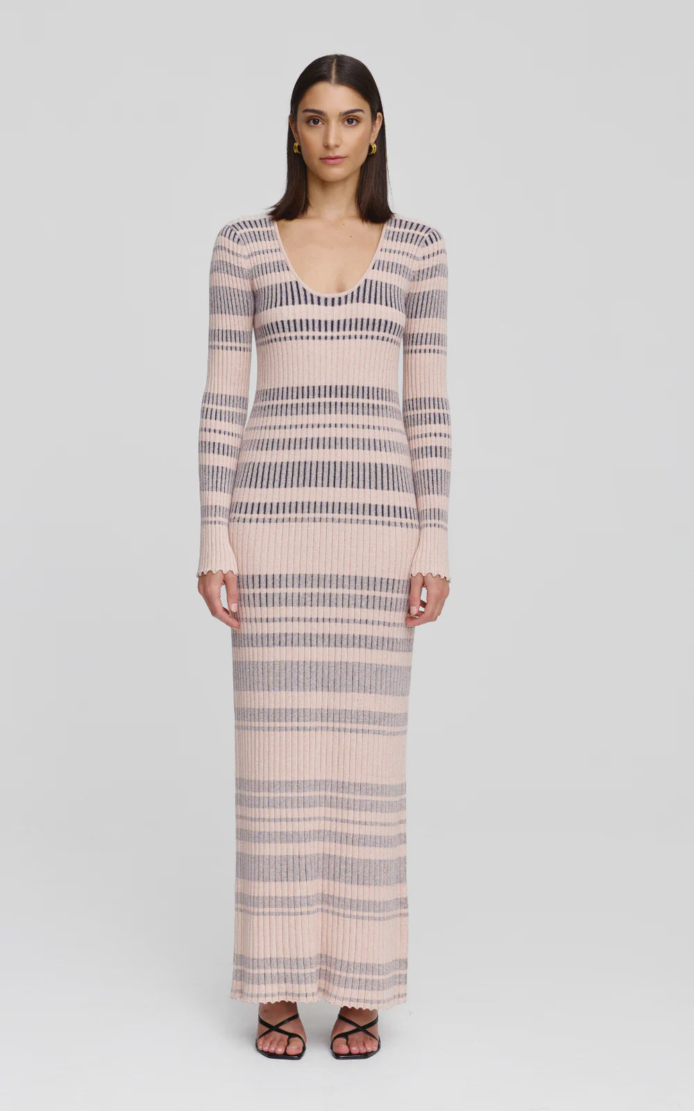 Celeste Knit Dress- Stone + Navy Stripe