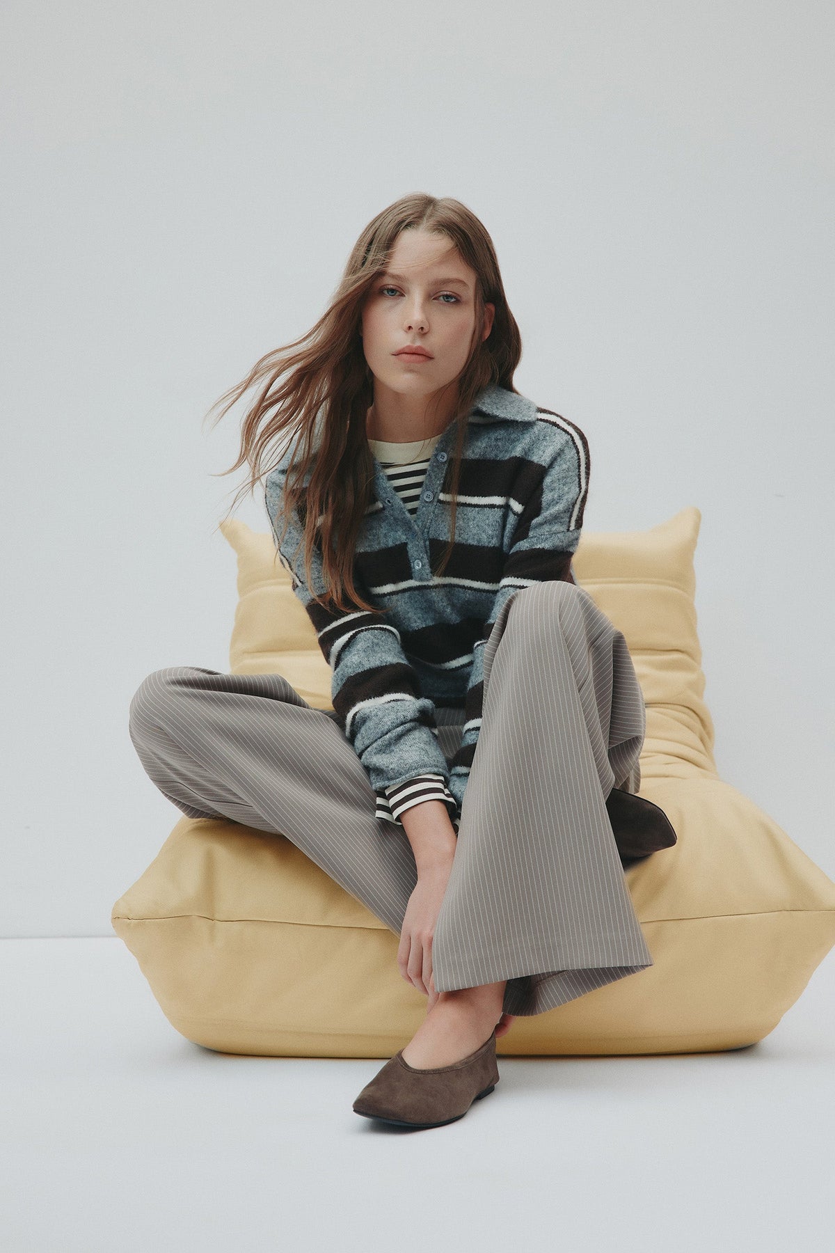 Maia Rugby Knit - Charcoal Stripe