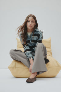 Maia Rugby Knit - Charcoal Stripe