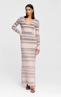 Celeste Knit Dress- Stone + Navy Stripe