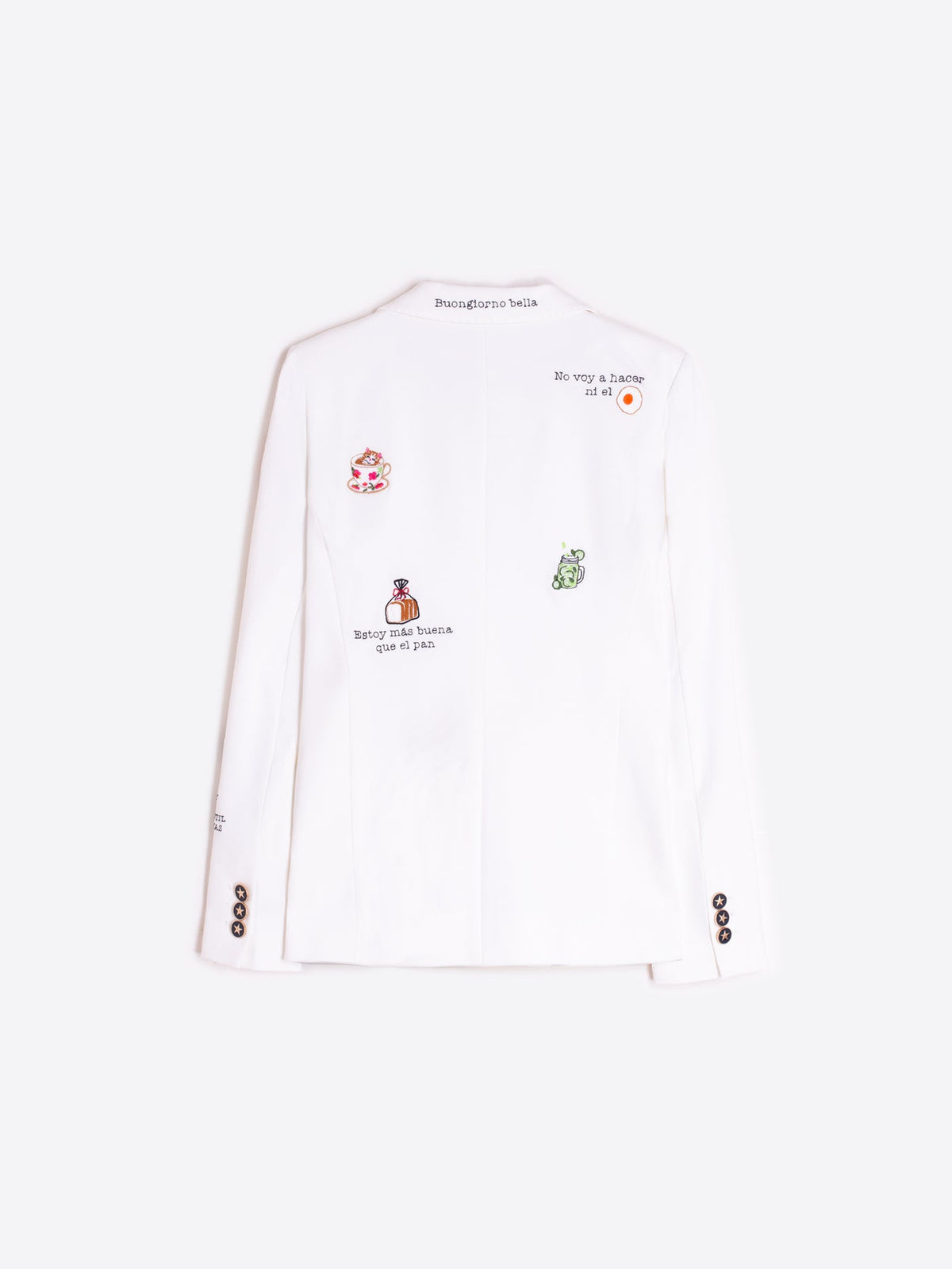 Helen White Embroidered Punto Roma Knit Blazer