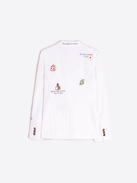 Helen White Embroidered Punto Roma Knit Blazer