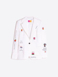 Helen White Embroidered Punto Roma Knit Blazer