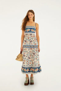 Soft Pink Floral Dehli Tapestry Midi Dress