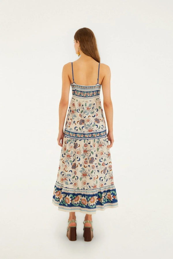 Soft Pink Floral Dehli Tapestry Midi Dress