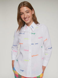 Mafalda White Linen Embroidered Shirt