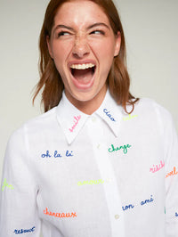 Mafalda White Linen Embroidered Shirt