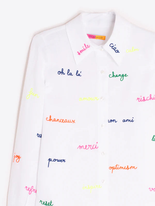 Mafalda White Linen Embroidered Shirt