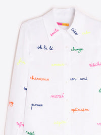Mafalda White Linen Embroidered Shirt