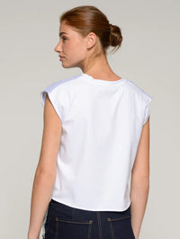 Aliza 500 Stripe Linen Embroidered Singlet Top