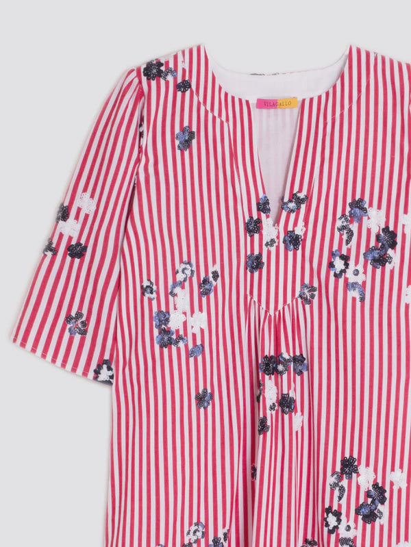 Ame Red Stripe with Sequins Dress