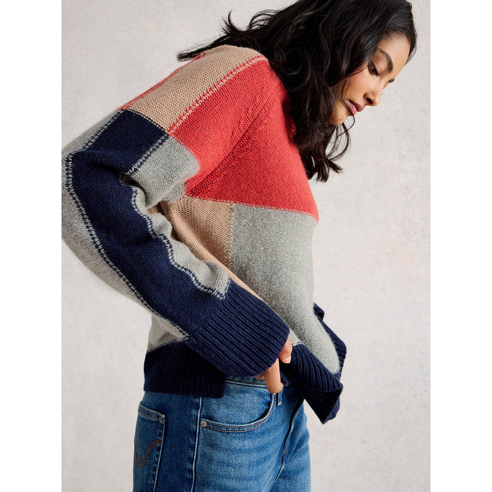 Mary Colourblock Jumper- Grey Multi
