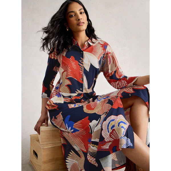 Rua Jersey Shirt Dress- Red Multi