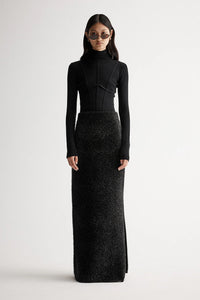Aurora Knit Midi Skirt / Black Lurex